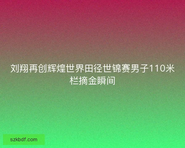 刘翔再创辉煌世界田径世锦赛男子110米栏摘金瞬间