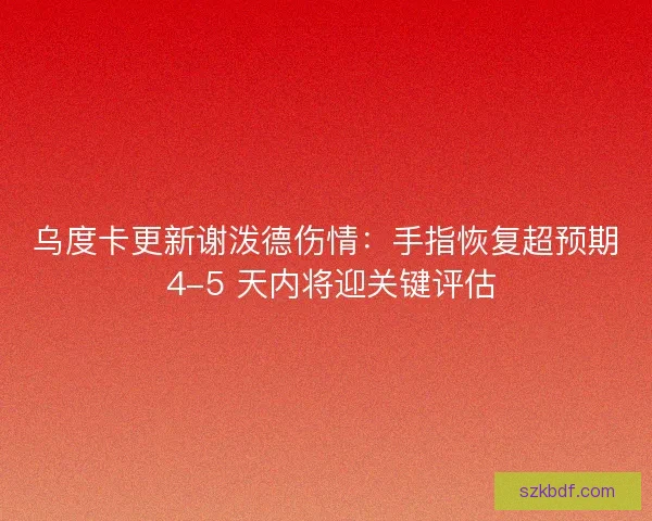 乌度卡更新谢泼德伤情：手指恢复超预期 4-5 天内将迎关键评估